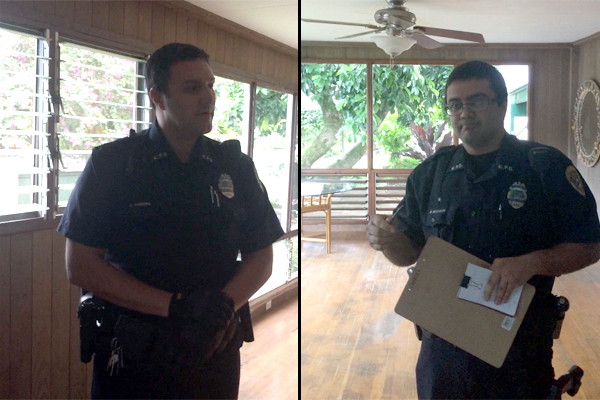 Officers Christopher Cabrera (L) and Mackenzie Metcalfe: Neither knew the applicable statutes