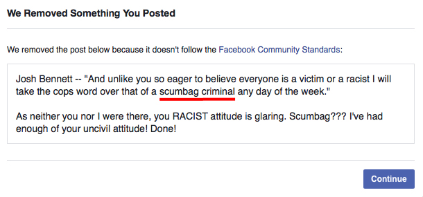 Facebook BLOCKED me, not the racist White Guy