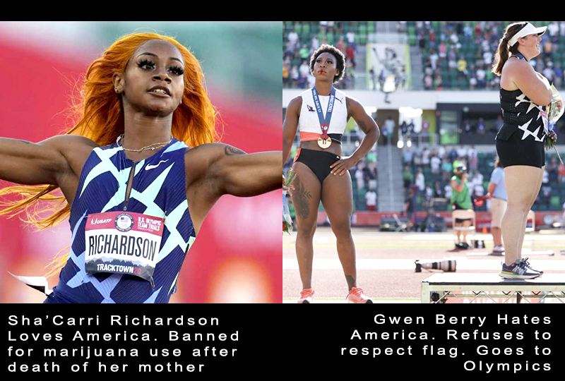 She'Carri Richardson banned for using medical cannabis due to death of her mother. Grew Berry disrespects America.