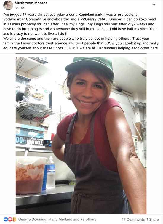 Mushroom Monroe urges friends and family to get the COVID19 vaccine