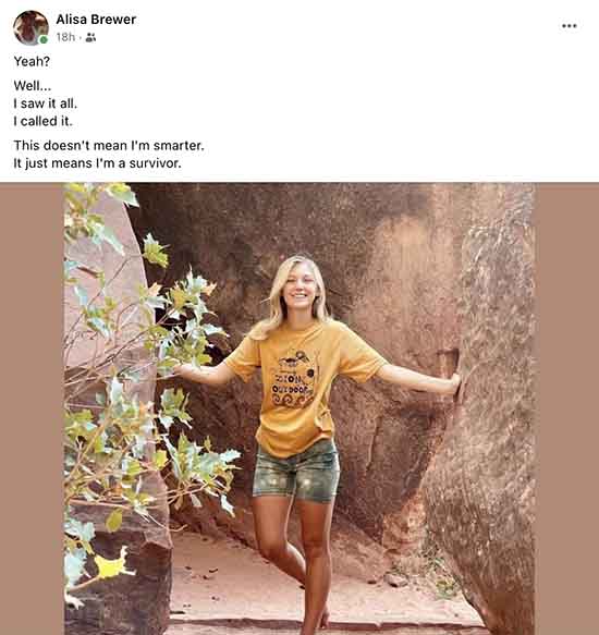 Alisa Brewer claims she saw it and called it. What did she see in five minutes?