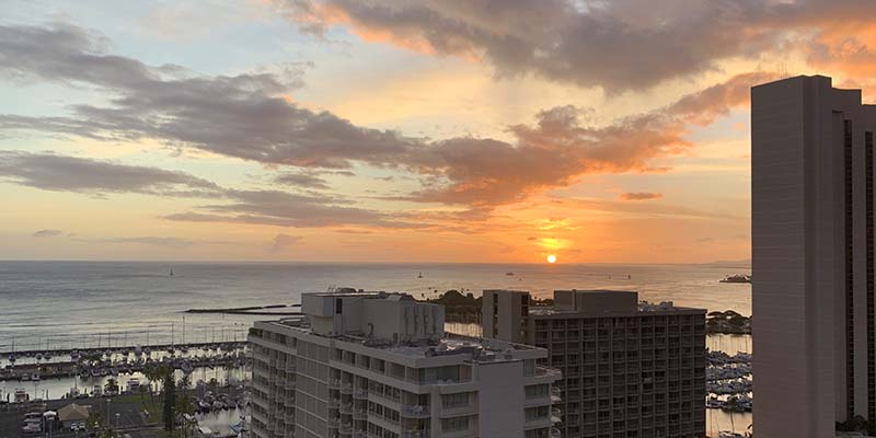 Sunset in Hawaii from Waikiki