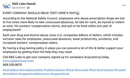 S&B Labs Hawaii ask why should every company drug test