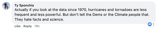 Ty Sponchia claims Democrats and Climate people hate facts and science