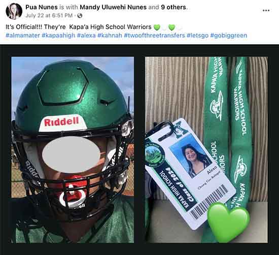 Pua Nunes has money for surfboards, football, but not her child's education