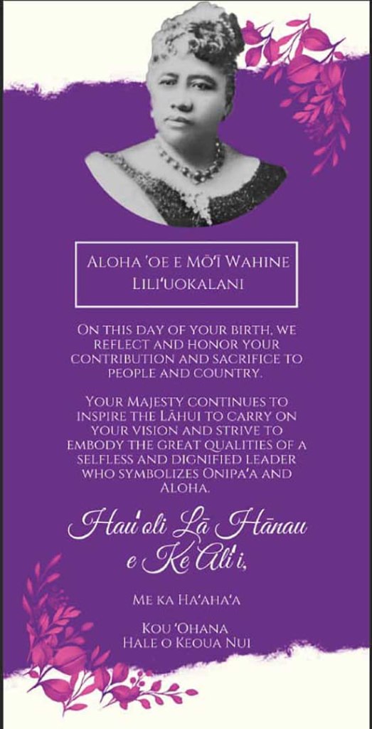 Hau'oli Lā Hānau Queen Lili'uokalani