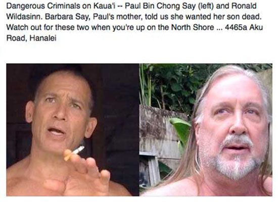 Paul Bin Chong Say (left) and partner Ronald Wildassin. Barbara Say, Paul's mother, told us she wanted her son dead.