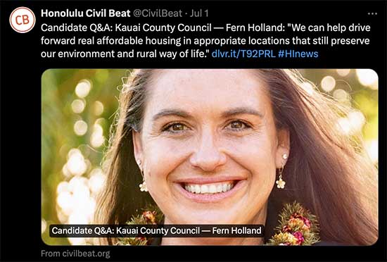 Fern Ānuenue Holland is nice person; POOR Leader. VOTE NO !!! 