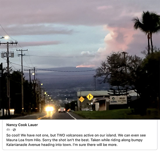 Nancy Cook Lauer: So Cool! We have not one, but TWO volcanoes active on our island.