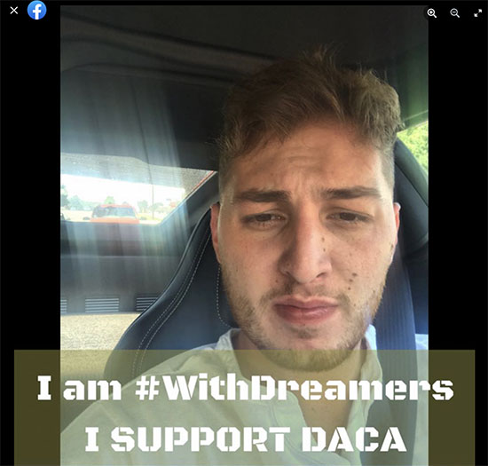 Adrian Alfonso Morales posts on social media that he's a WOKE dude who stands with #WithDreamers and supports DACA, but is unethical and dishonest.