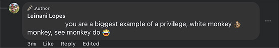 you are a biggest example of a privilege, white monkey  monkey, see monkey do