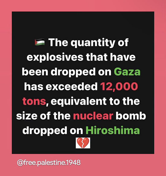 Quantity of bombs dropped on Gaza has exceeded the size of the nuclear bomb dropped on Hiroshima