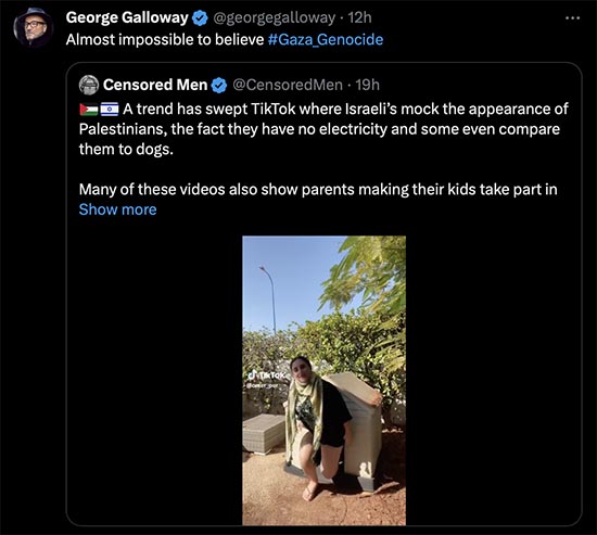 Israeli families and their children disparage Palestinians on TikTok by laughing at them for having no electricity, mocking their appearance and comparing them to dogs