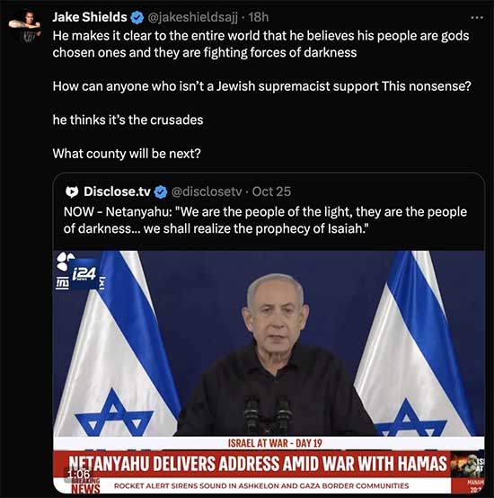 Israeli PM Netanyahu: We are the people of the light, they are the people of darkness. We shall realize the prophesy of Isaiah.