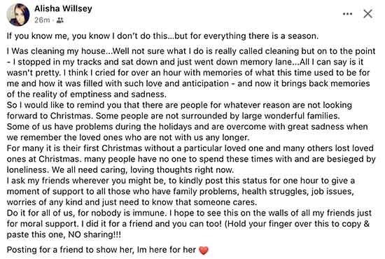 Some of us have problems during the holidays and are overcome with great sadness when we remember the loved ones who are not with us any longer.