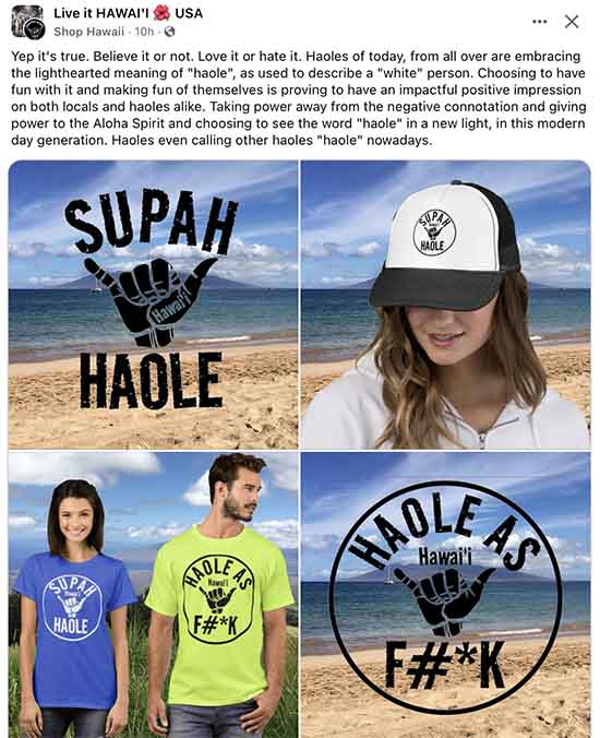 Shop Hawaii seeks to make money from Hate Speech