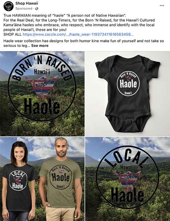 Shop Hawai'i apparently believes it is acceptable to refer to Black folks as "niggers" or Asian folks as "chinks" or White people as "haole" 
