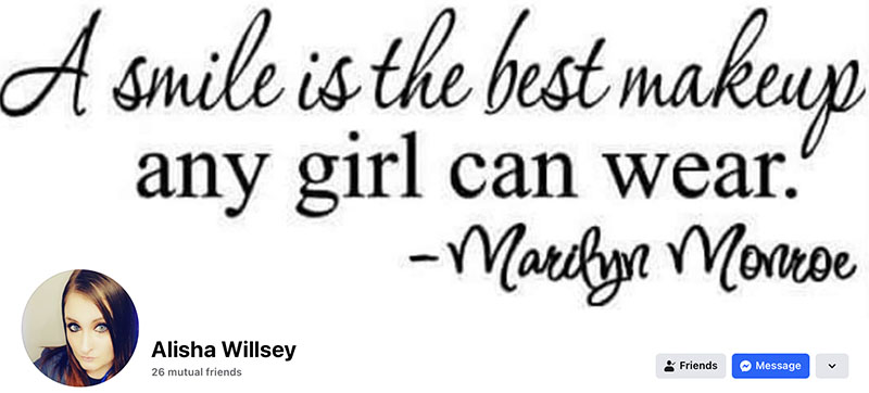 Alisha needs to take her own advice and SMILE !!!