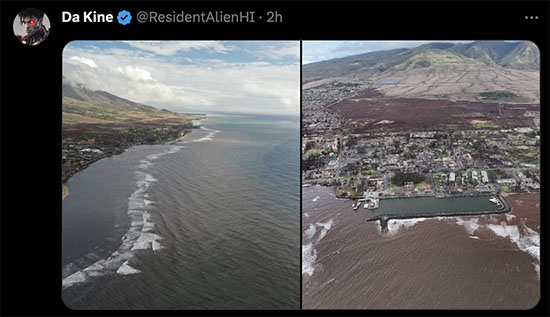 Massive brown plume suggests nasty pollution draining into ocean and onto reef.