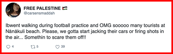 Fate Yangagi, @carsensmaddah, is a single mother with a couple of kids. Reported she needed welfare assistance and hates on White visitors in Hawai'i. Teaches her keiki to hate. 
