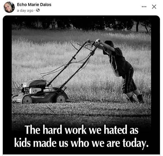 Kids and Adults need to get off social media and do some "hard work."