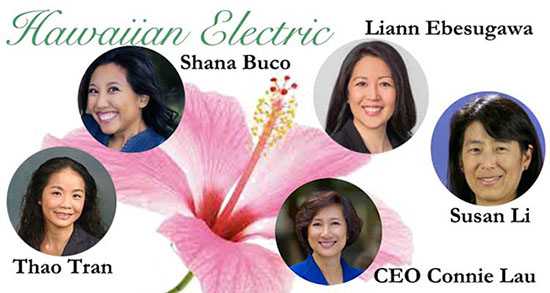 WOKE WOMEN at Hawaiian Electric fired me: CEO Connie Lau, Susan Li, Liann Ebesugawa, Shana Buco and Thao Tran. Mahalo for the cruel memories