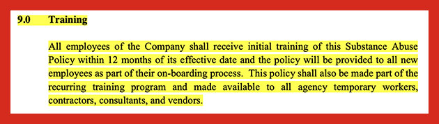 HECO failed to provide Scott Goold with their Substance Abuse Policy