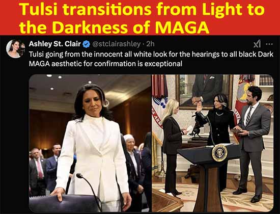 Tulsi Gabbard is a chameleon. Part liberal, part conservative; a peacemaker and a soldier. Democrat to Republican; from the Light into the Darkness.