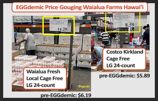 possible EGGdemic price gouging by Waialua Farms, Hawaii