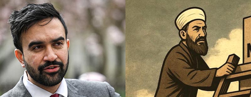 Zohran Mamdami (left). Stan Klos SMEAR of Mamdami (right)