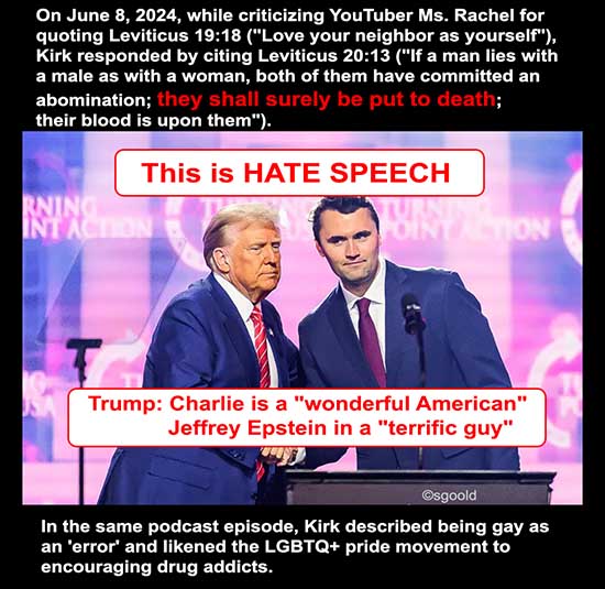 Charlie Kirk about the LGBTQ+ community and gay marriage.