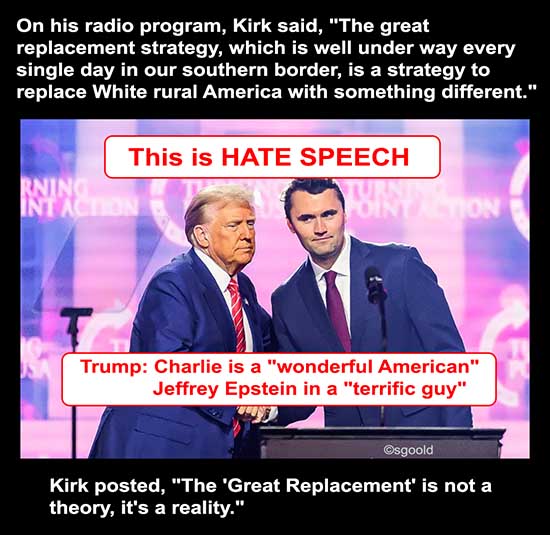 Charlie Kirk on the "Great Replacement Theory." Kamehameha Schools is afraid White, Black, Asian and Latino students are going to replace Kanaka students. Brah, build more classrooms !!! You have the 9th largest financial endowment in the nation. Why not teach ALL the keiki in Hawai'i who want to attend? Wouldn't that be aloha?