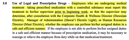 HECO Supervisor Lori Yafuso FAILED to discuss my prescribed medications, and DEPRIVED me of my employee right to consult with the Corporate Health & Wellness Director. 